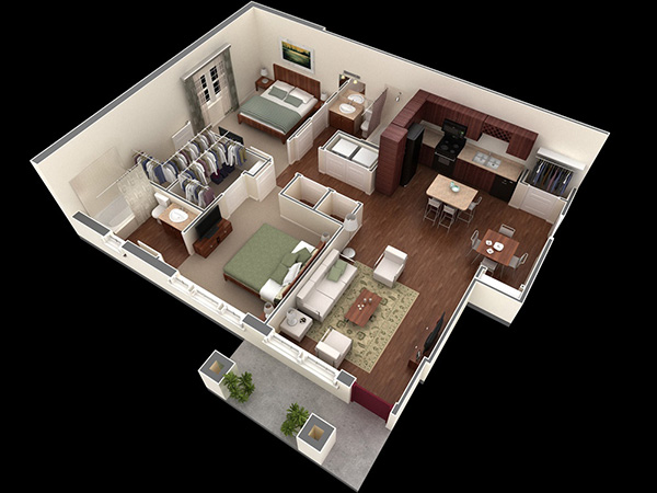 Simple-Two-Bedroom-Apartment-PLan